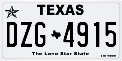 TX license plate DZG4915