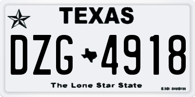 TX license plate DZG4918