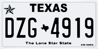 TX license plate DZG4919