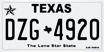 TX license plate DZG4920