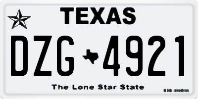 TX license plate DZG4921