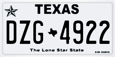 TX license plate DZG4922