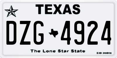 TX license plate DZG4924
