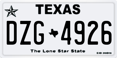 TX license plate DZG4926