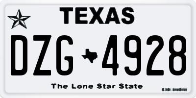 TX license plate DZG4928