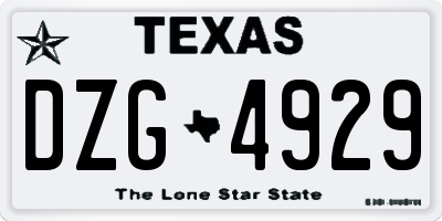 TX license plate DZG4929