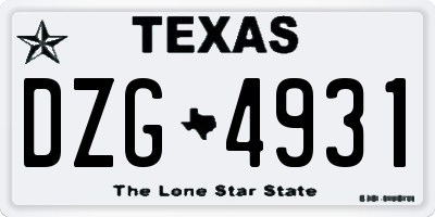 TX license plate DZG4931