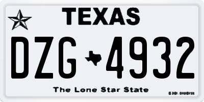 TX license plate DZG4932