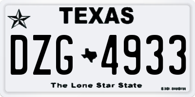 TX license plate DZG4933