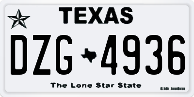TX license plate DZG4936
