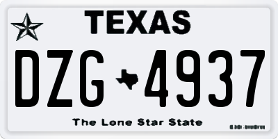 TX license plate DZG4937