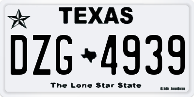 TX license plate DZG4939