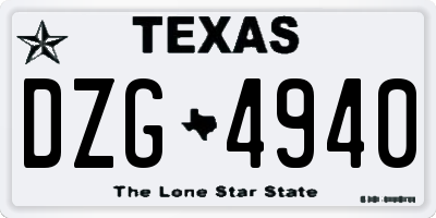 TX license plate DZG4940