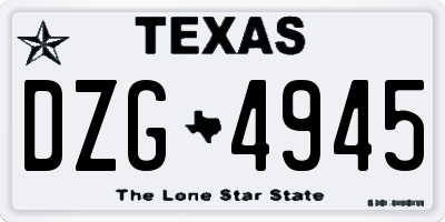 TX license plate DZG4945