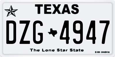 TX license plate DZG4947