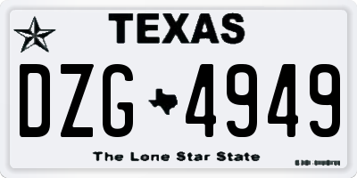 TX license plate DZG4949