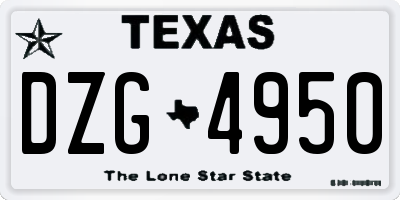 TX license plate DZG4950