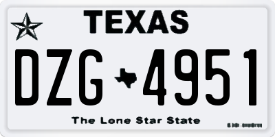 TX license plate DZG4951