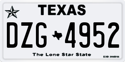 TX license plate DZG4952
