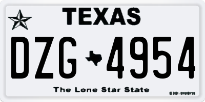 TX license plate DZG4954