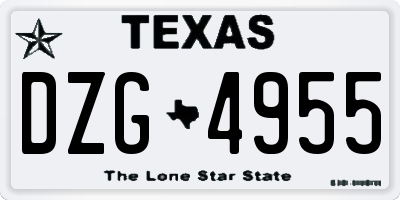 TX license plate DZG4955