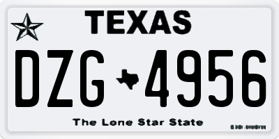 TX license plate DZG4956