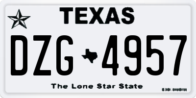 TX license plate DZG4957
