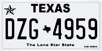 TX license plate DZG4959