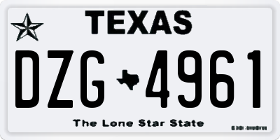 TX license plate DZG4961