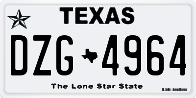 TX license plate DZG4964