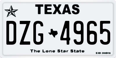 TX license plate DZG4965