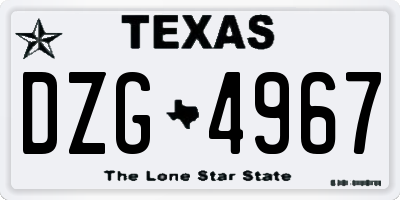 TX license plate DZG4967