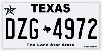 TX license plate DZG4972
