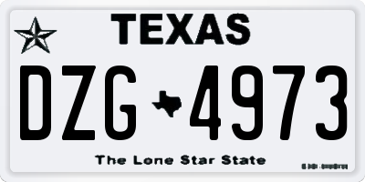 TX license plate DZG4973