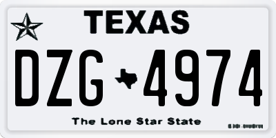 TX license plate DZG4974
