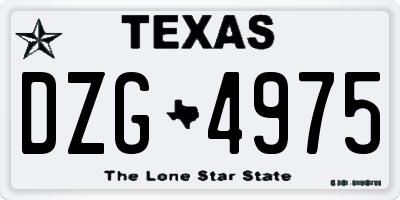 TX license plate DZG4975