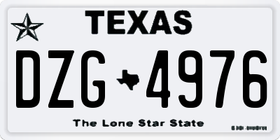 TX license plate DZG4976