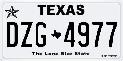 TX license plate DZG4977