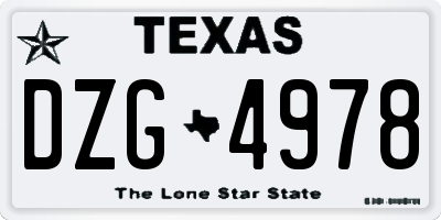 TX license plate DZG4978