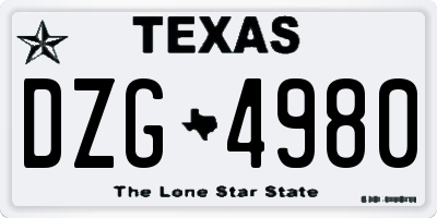 TX license plate DZG4980
