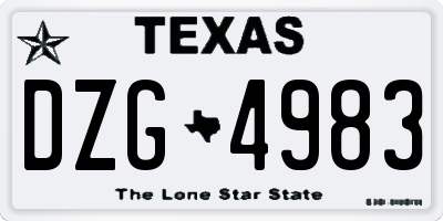 TX license plate DZG4983