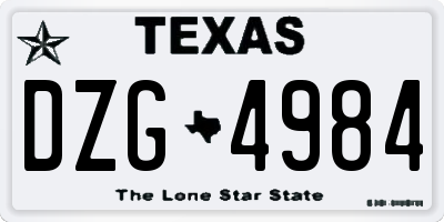 TX license plate DZG4984