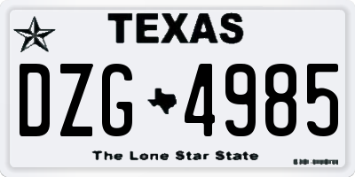 TX license plate DZG4985