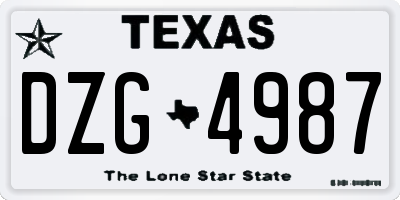 TX license plate DZG4987