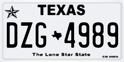 TX license plate DZG4989