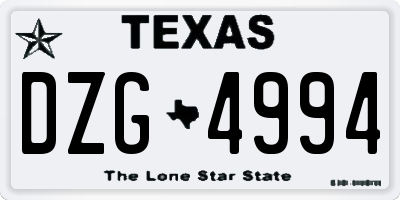 TX license plate DZG4994
