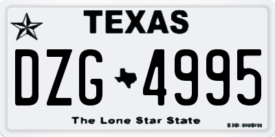 TX license plate DZG4995
