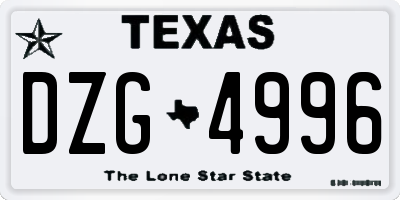 TX license plate DZG4996