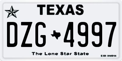 TX license plate DZG4997