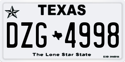 TX license plate DZG4998